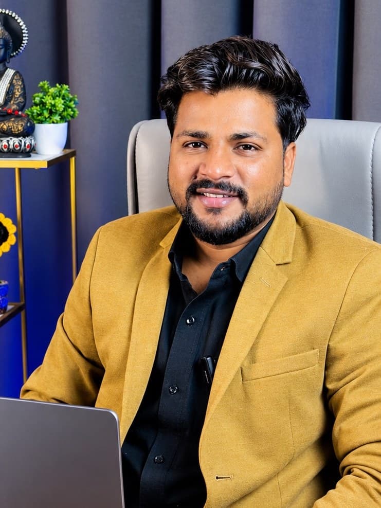 Saurabh Namdev, founder of NextMentor, in his workspace